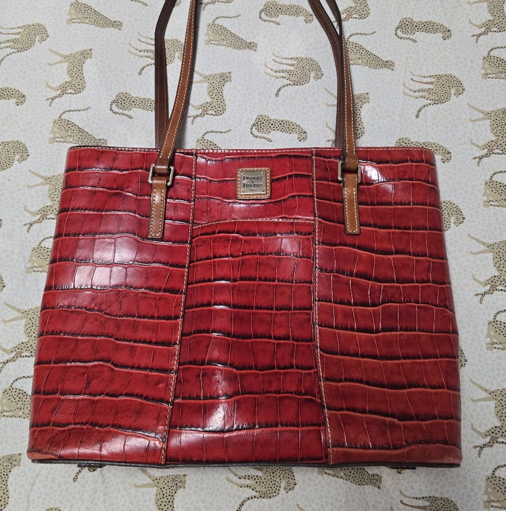 Dooney & Bourke Red Leather Tote Bag - Picture 7 of 8